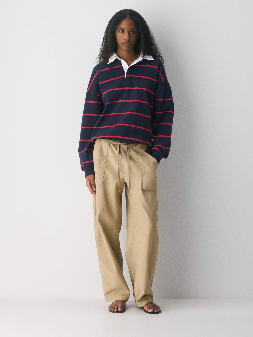 TNA Aritzia Axle Barrel Cargo Khaki Drawstring Pant